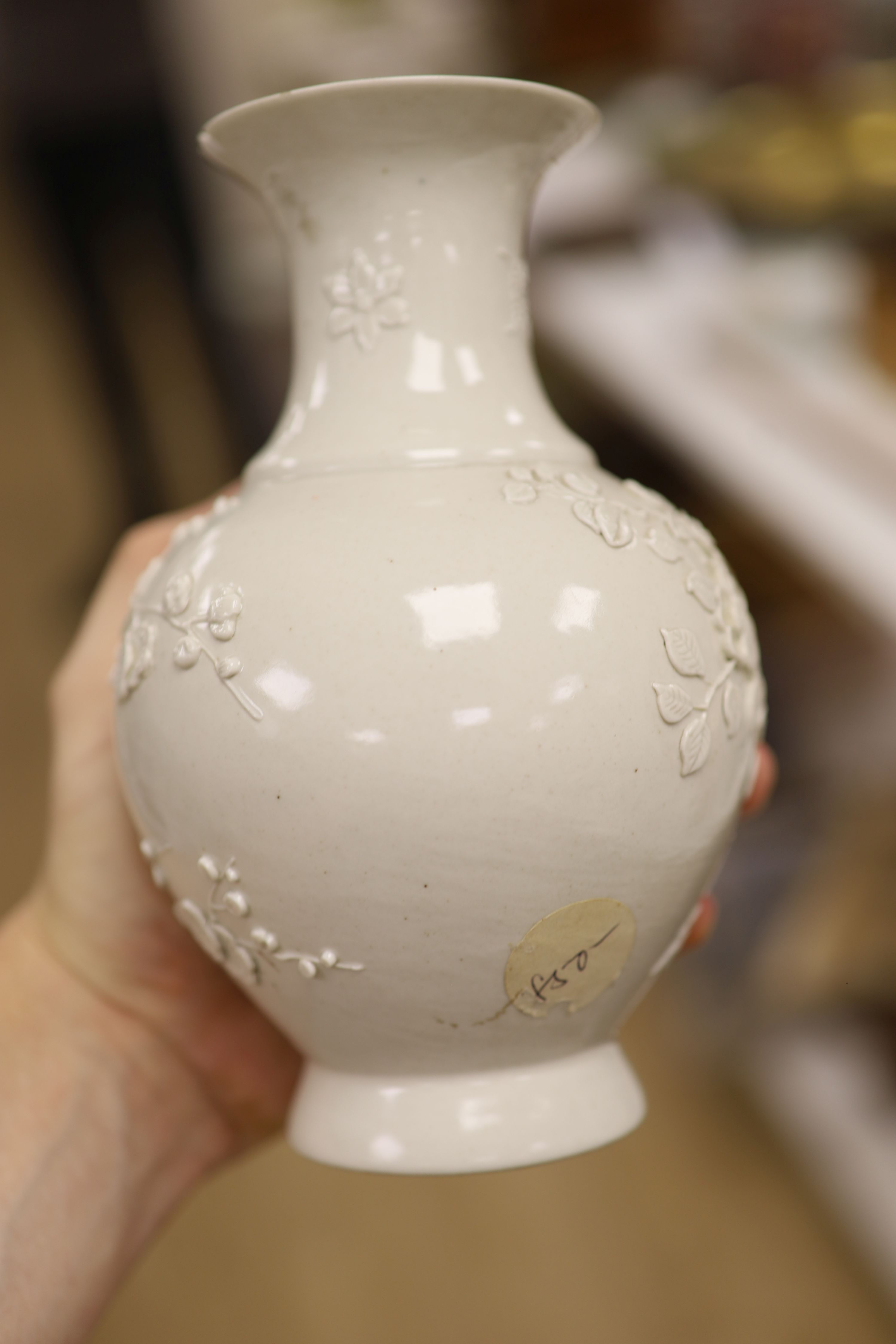 A Chinese white glazed vase Wang Bingrong seal mark, height 18.5cm